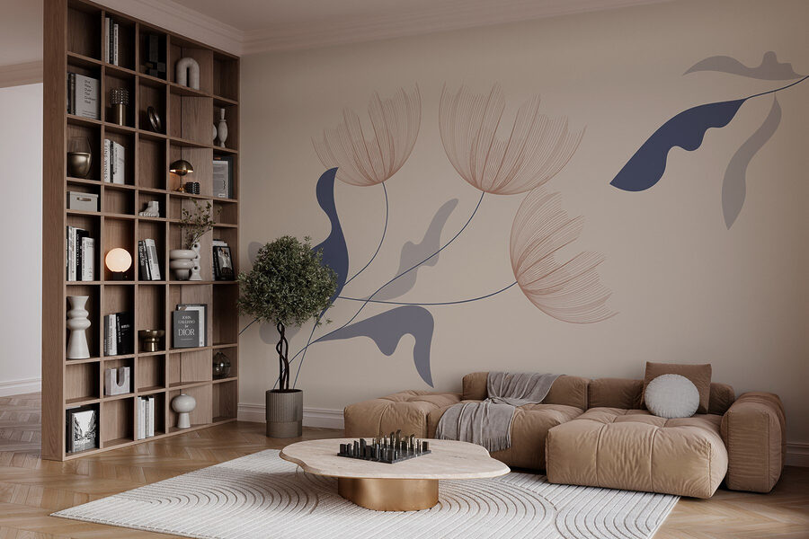 Desenho floral delicado em tons suaves