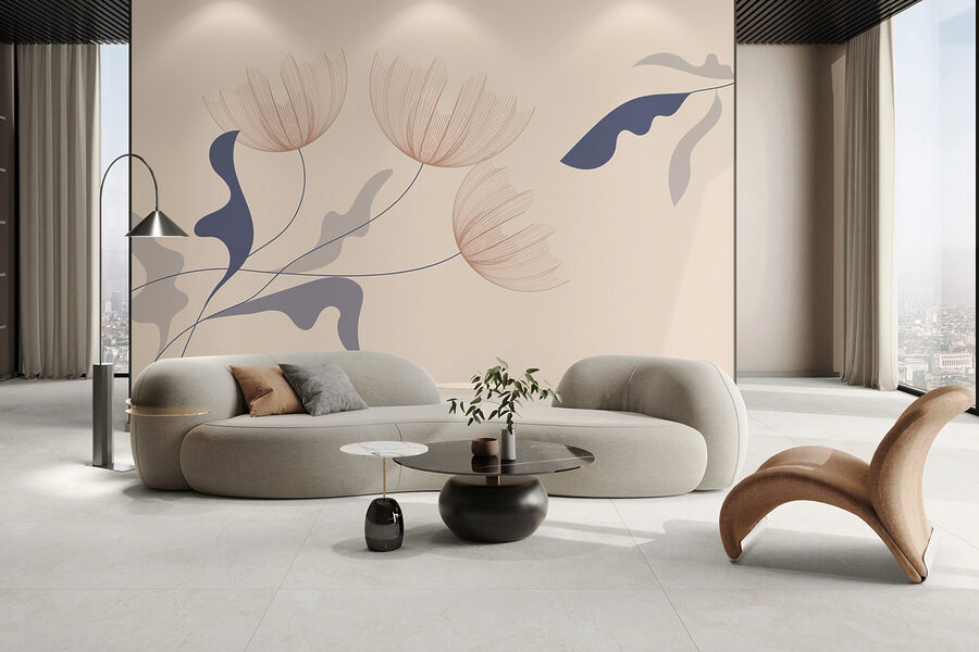 Desenho floral delicado em tons suaves