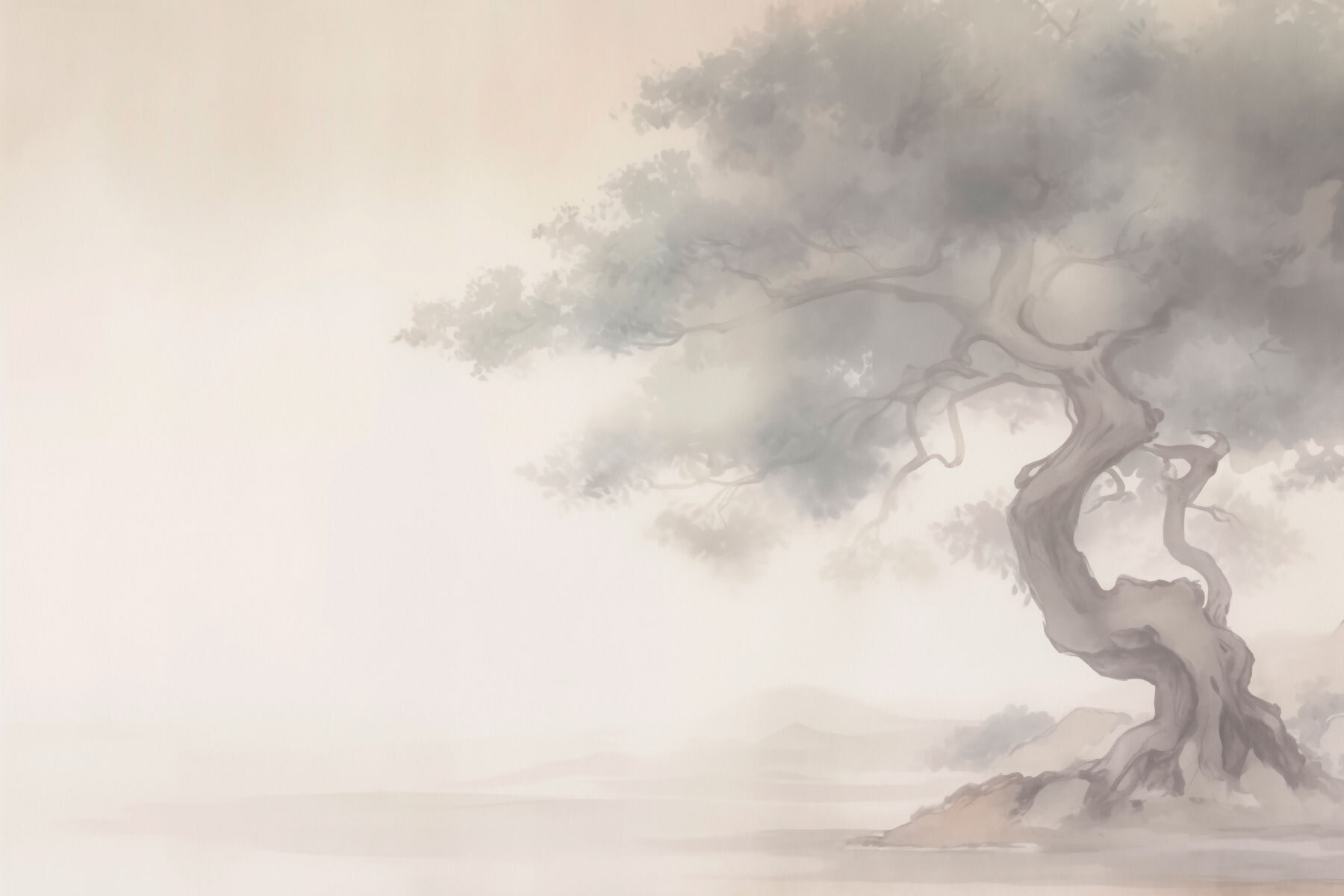 Tree with a rock in the background Tree with a rock in the background