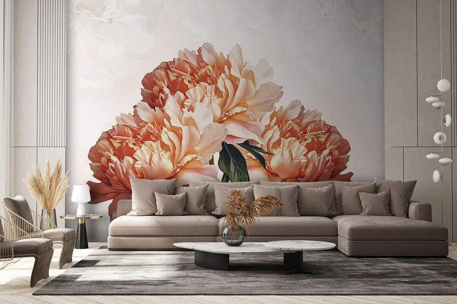 Papel de parede Grupo de flores cor-de-rosa