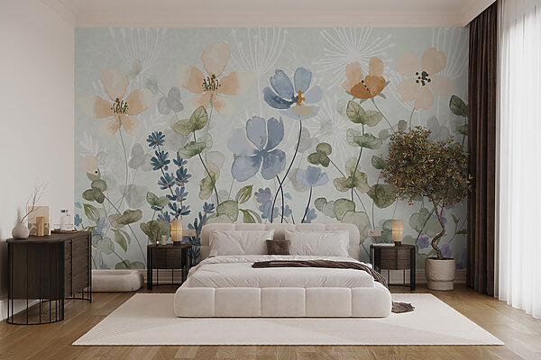 Pintura de flores e folhas Pintura de flores e folhas