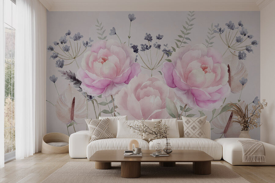 Pintura de flores em aguarela