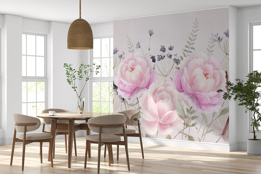 Pintura de flores em aguarela