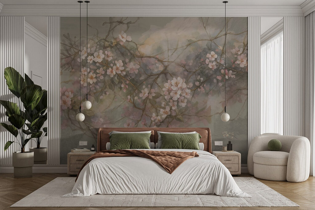 Painting of flowers on a branch Painting of flowers on a branch
