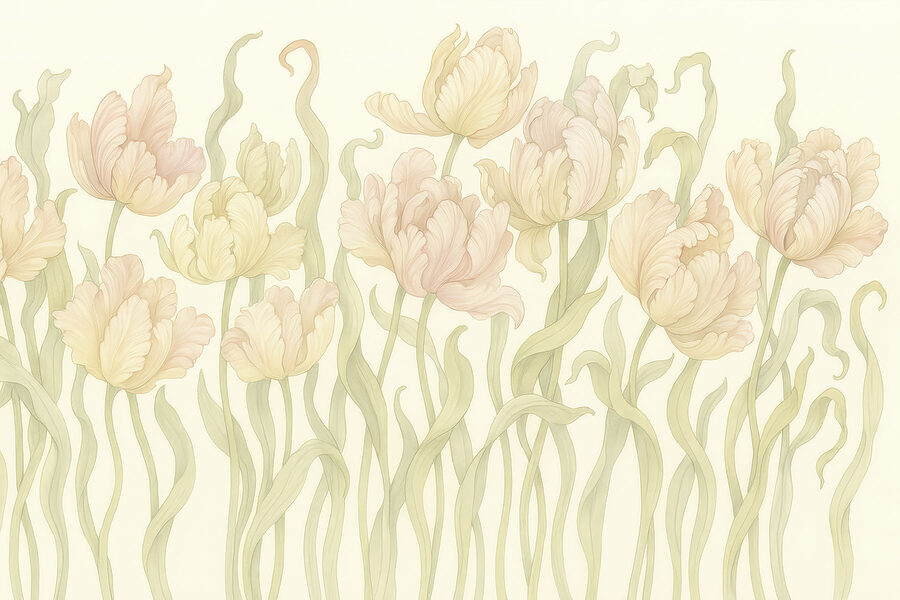 Papel de parede Delicadas tulipas em tons suaves - Image 4