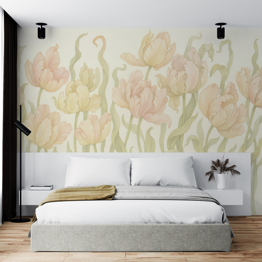 Papel de parede Delicadas tulipas em tons suaves