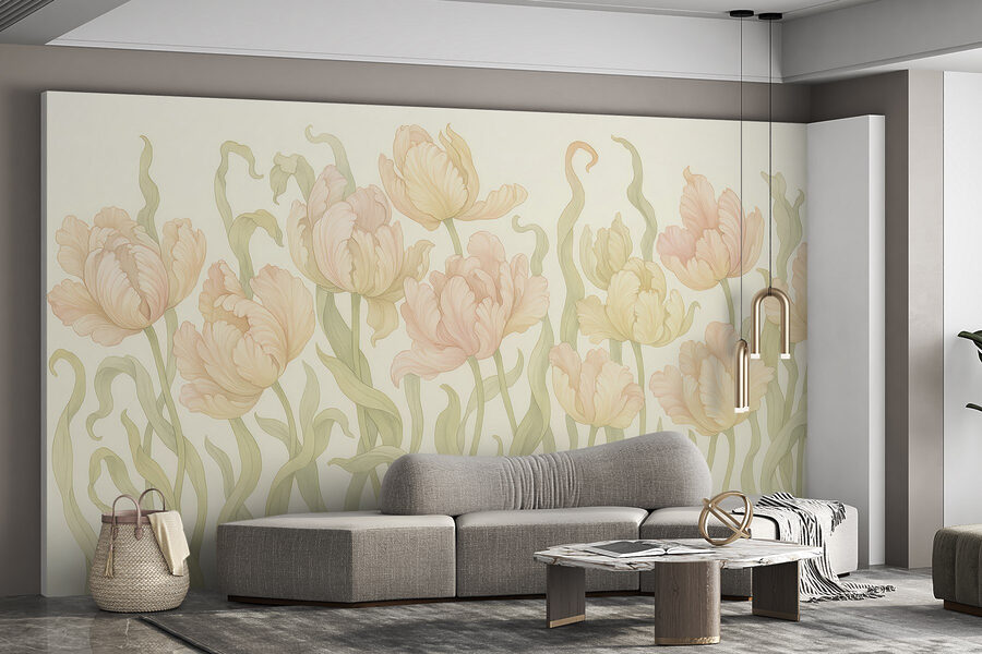 Papel de parede Delicadas tulipas em tons suaves - Image 3