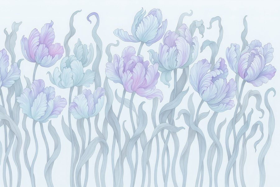Grupo de flores com folhas
