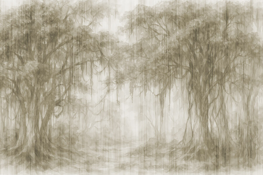 Papel de parede Grupo de árvores numa floresta com nevoeiro - Image 4