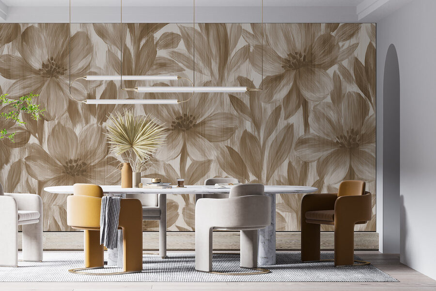 Papel de parede Padrões florais em tons suaves - Image 3