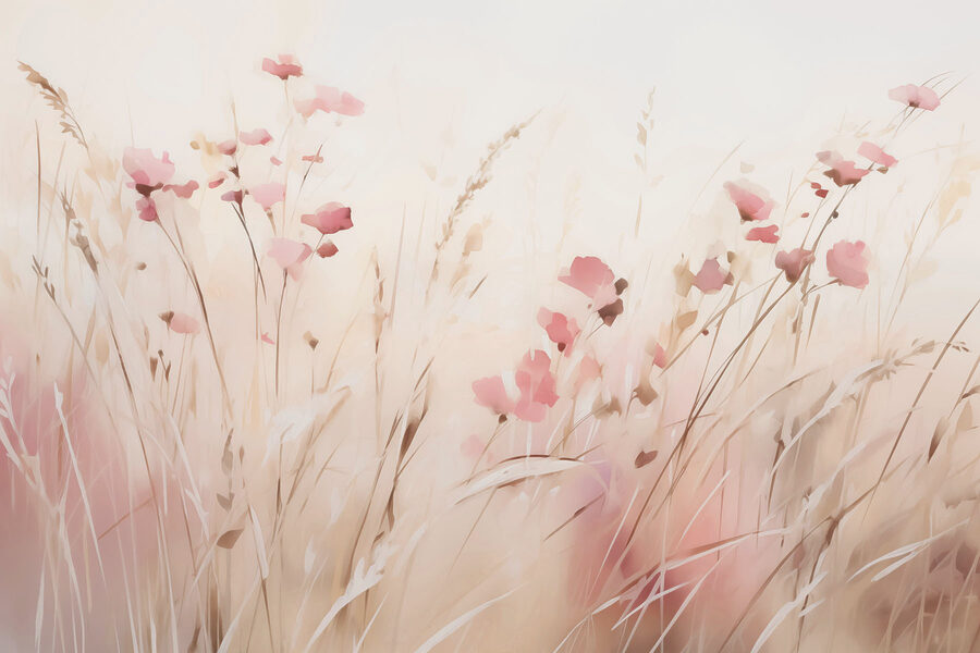 Campo de flores cor-de-rosa