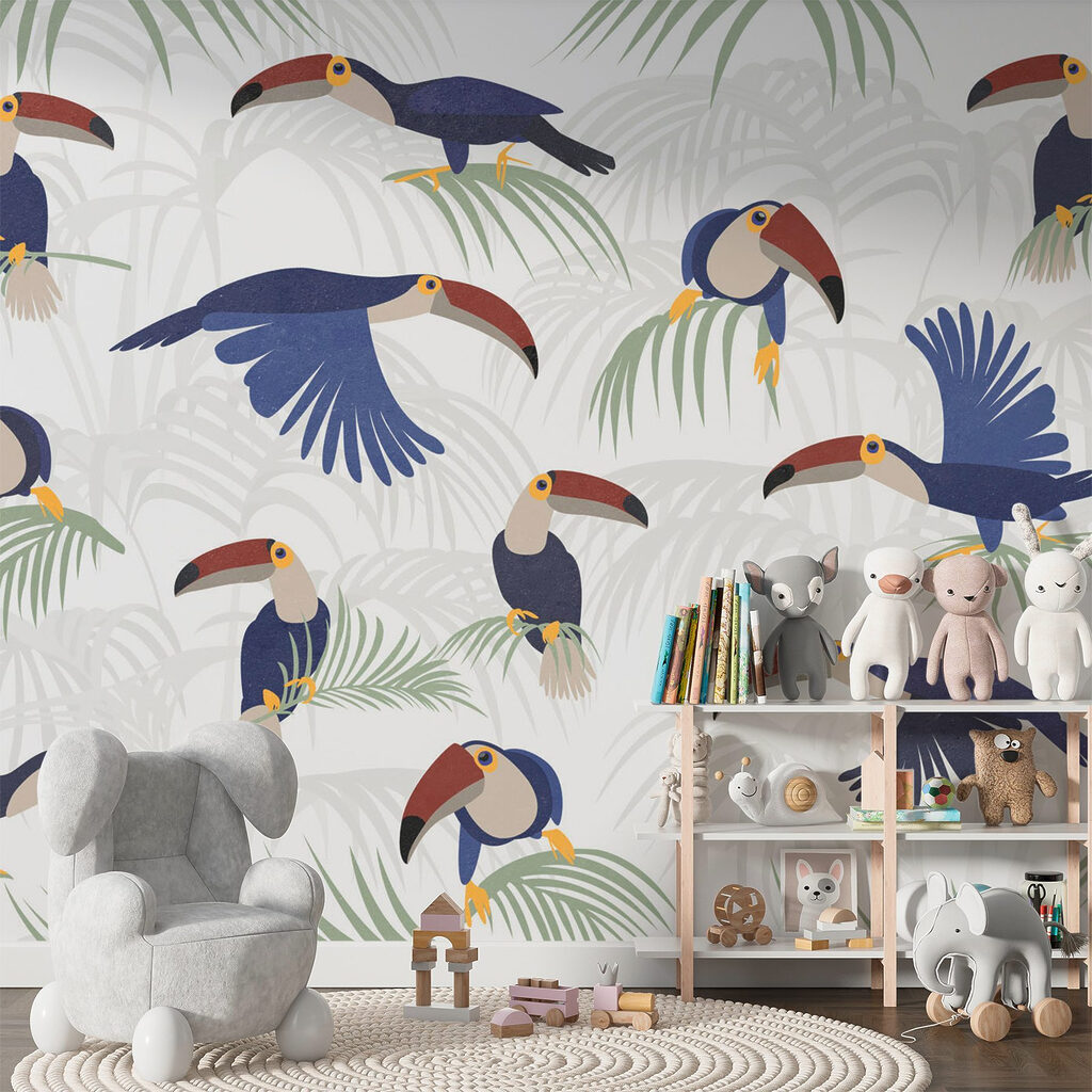 Pattern of birds and plants