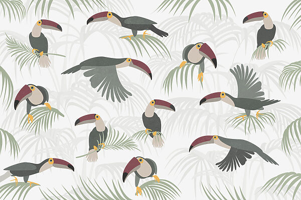 Padrão de aves e plantas Padrão de aves e plantas