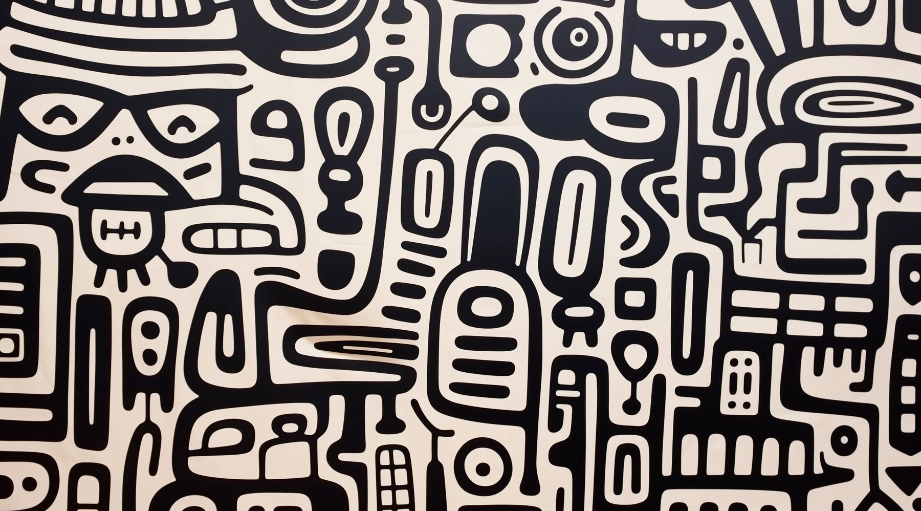 Black and white pattern on a white surface