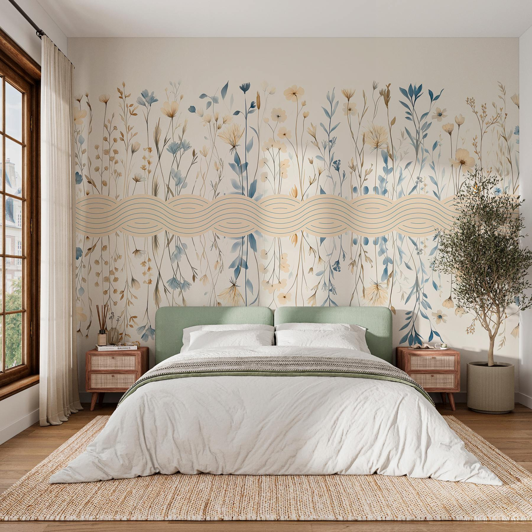 Floral pattern with blue and white flowers Floral pattern with blue and white flowers