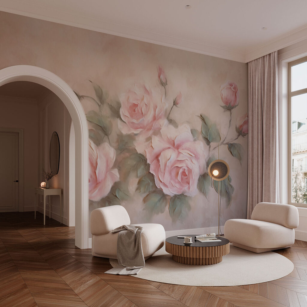 Painting of pink roses Painting of pink roses