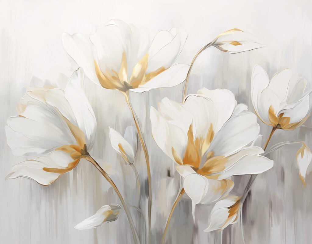 Pintura de flores brancas Pintura de flores brancas