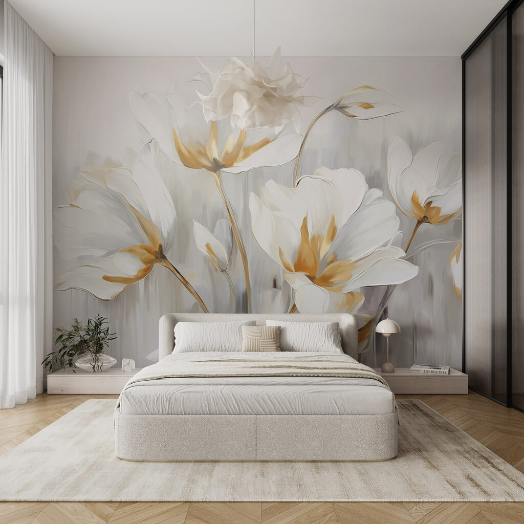 Painting of white flowers Painting of white flowers