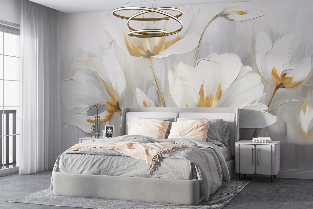 Painting of white flowers Painting of white flowers