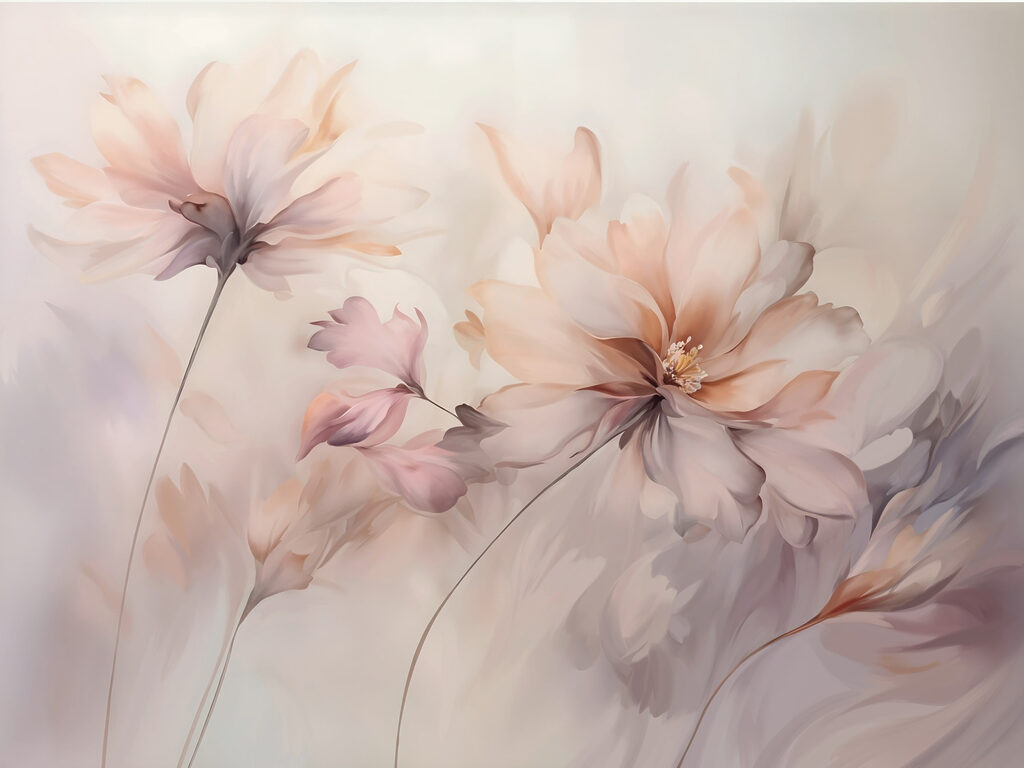 Painting of flowers on a white background Painting of flowers on a white background