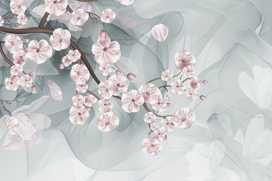 Ramo com flores cor-de-rosa e flores brancas