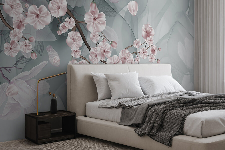 Ramo com flores cor-de-rosa e flores brancas