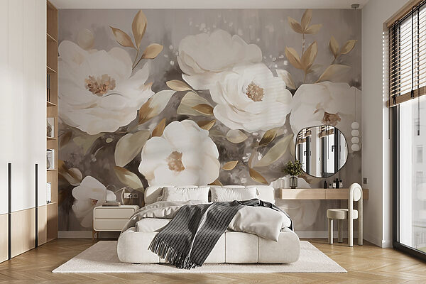 Pintura de flores e folhas brancas Pintura de flores e folhas brancas