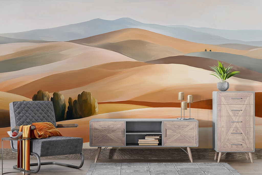 Landscape of hills and trees