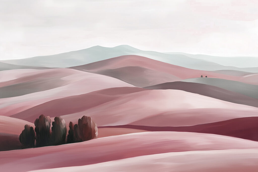 Paisagem de colinas com árvores Paisagem de colinas com árvores