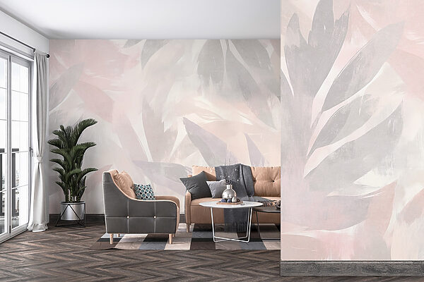 Fundo branco e cor-de-rosa com folhas Fundo branco e cor-de-rosa com folhas