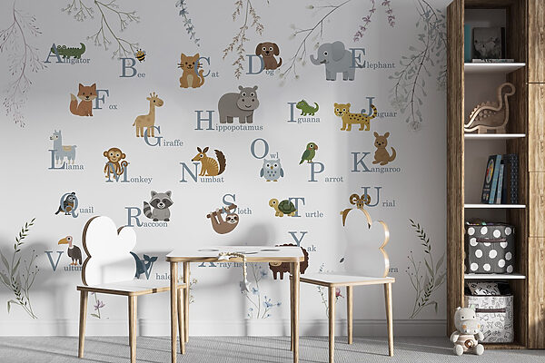 Grupo de animais com letras Grupo de animais com letras