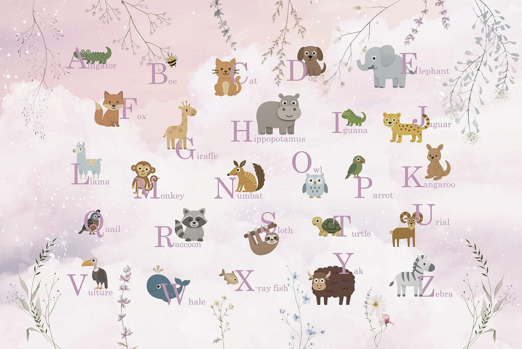 Cartaz com animais e letras Cartaz com animais e letras