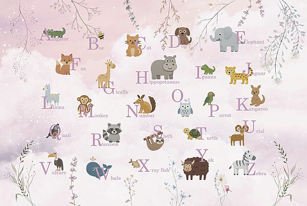 Cartaz com animais e letras Cartaz com animais e letras
