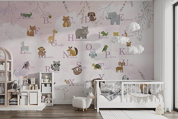 Cartaz com animais e letras Cartaz com animais e letras