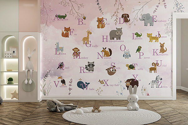 Cartaz com animais e letras Cartaz com animais e letras