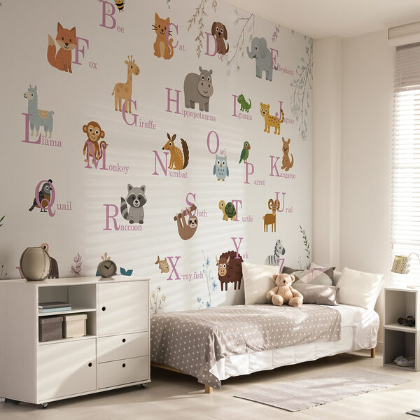 Papel de parede com animais e letras Papel de parede com animais e letras