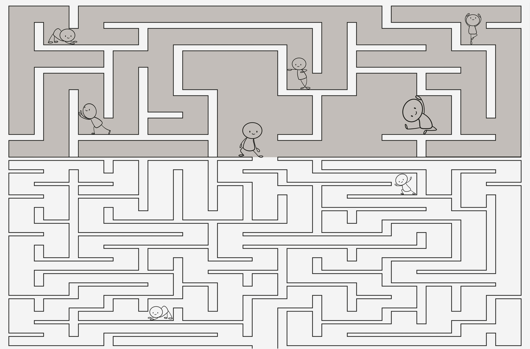 Maze with people walking on the ground Maze with people walking on the ground