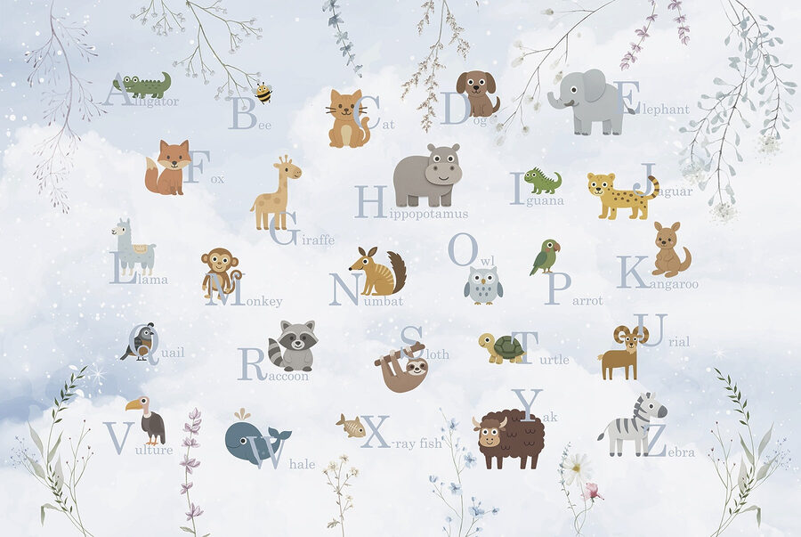 Grupo de animais com letras