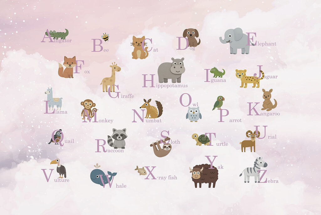 Grupo de animais com letras Grupo de animais com letras
