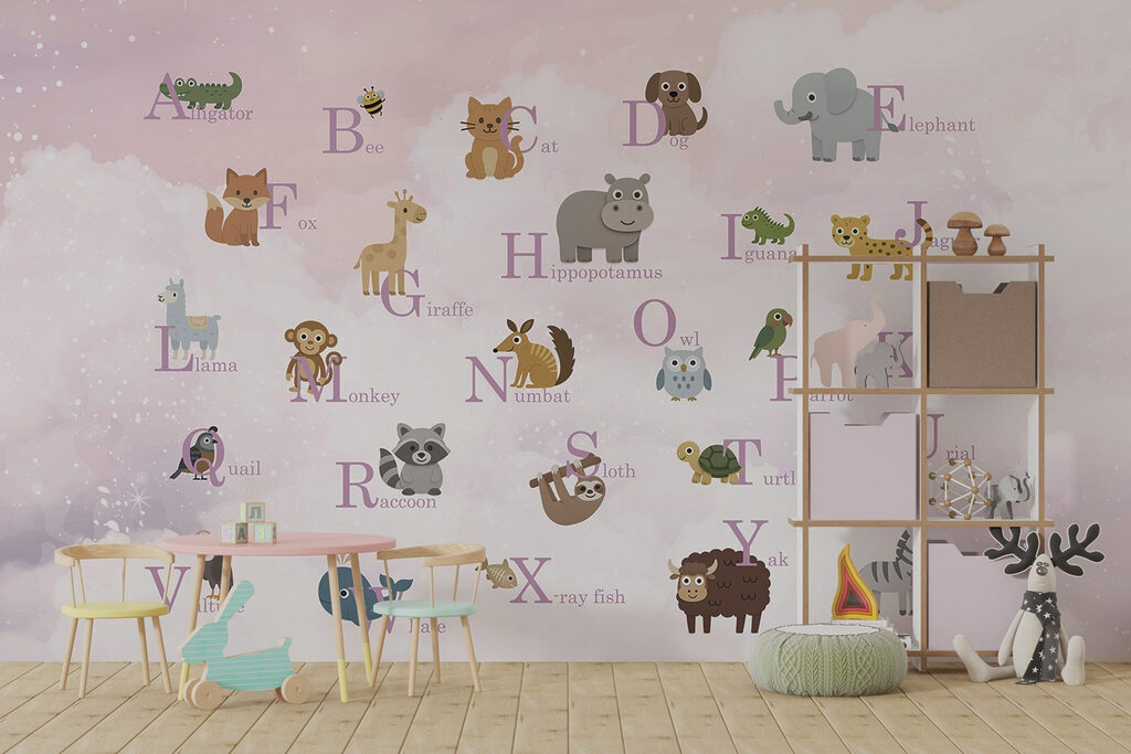 Group of animals with letters