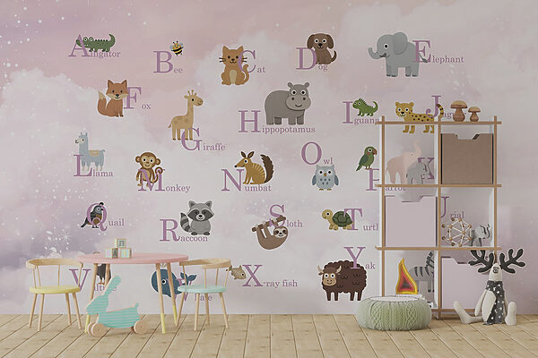 Grupo de animais com letras Grupo de animais com letras