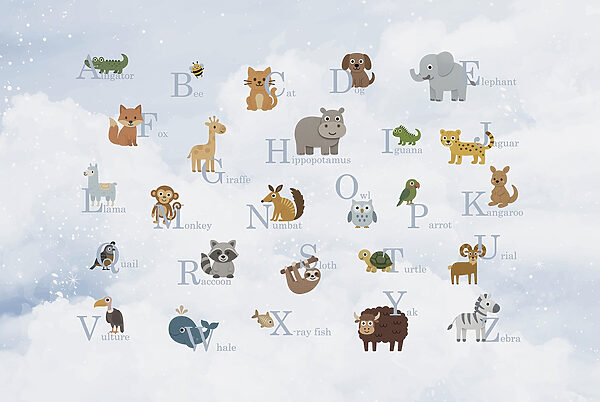 Grupo de animais com letras Grupo de animais com letras