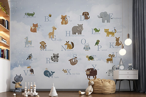 Grupo de animais com letras Grupo de animais com letras