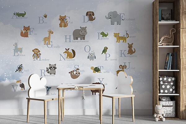 Grupo de animais com letras Grupo de animais com letras