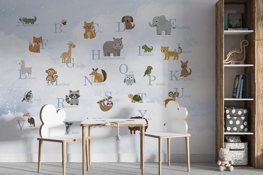 Grupo de animais com letras