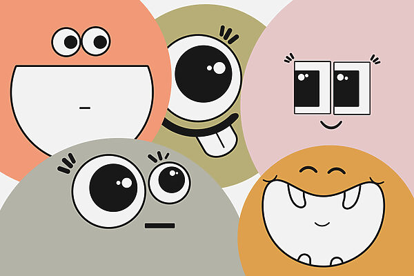 Grupo de caras de banda desenhada Grupo de caras de banda desenhada