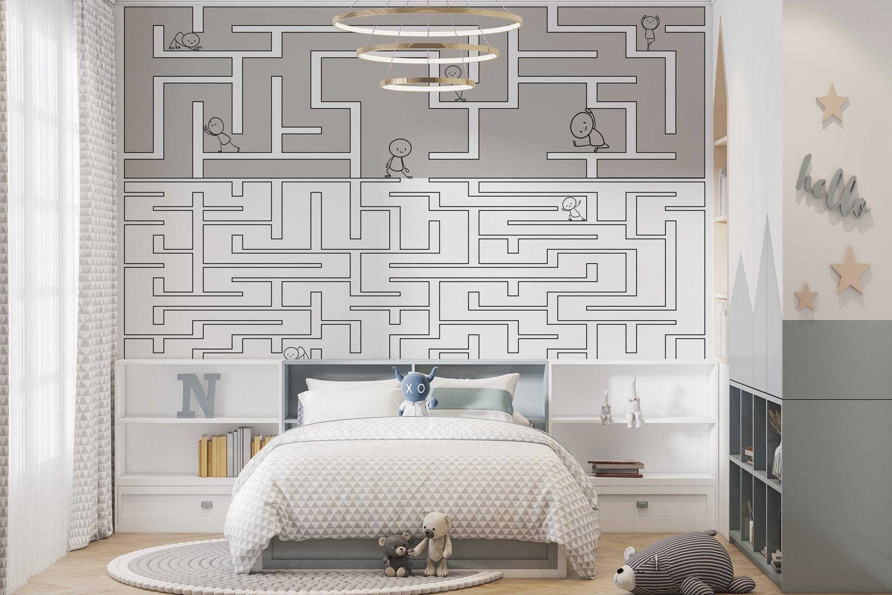 Maze with people walking on the ground Maze with people walking on the ground