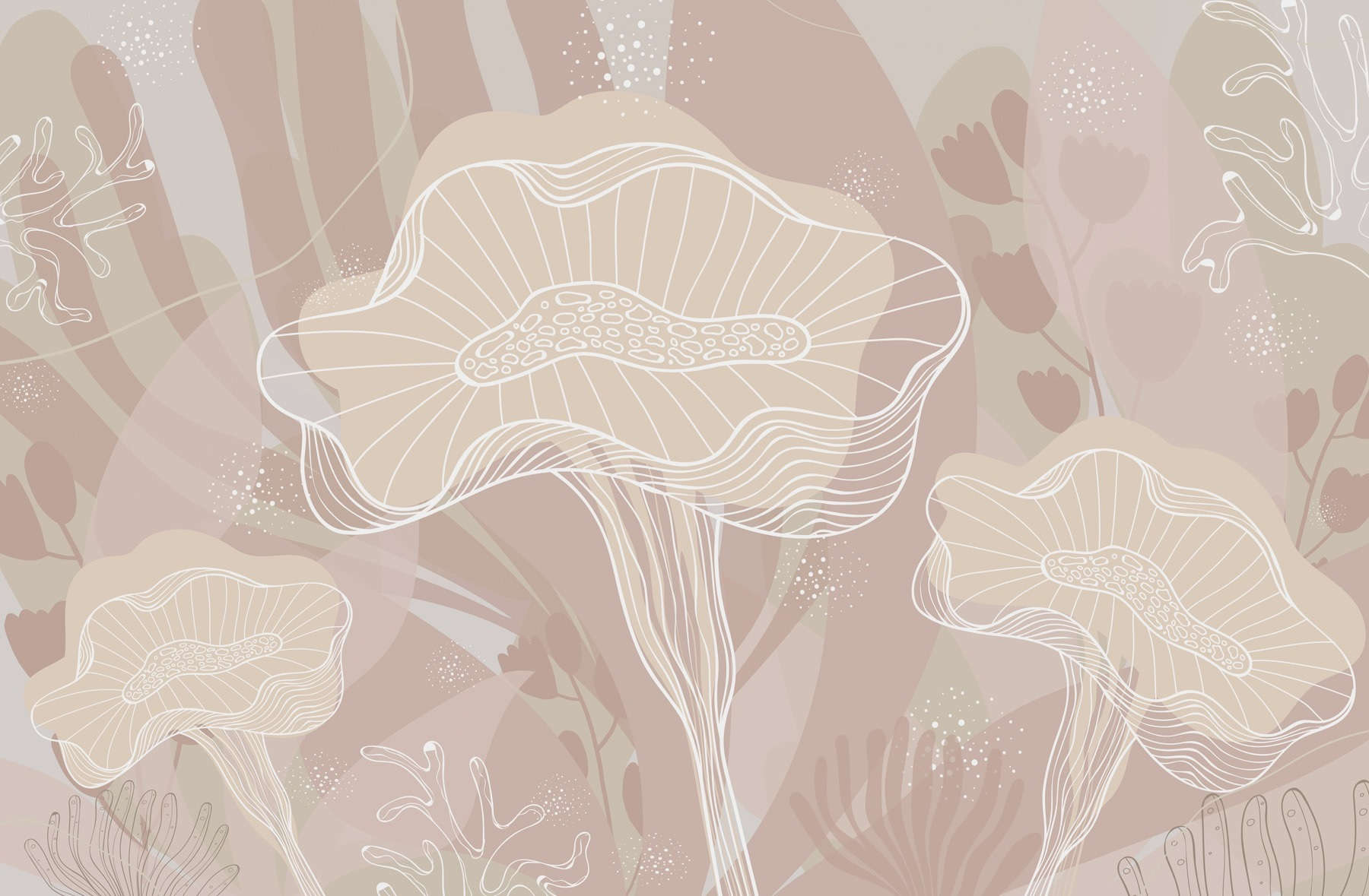 White outline of mushrooms White outline of mushrooms