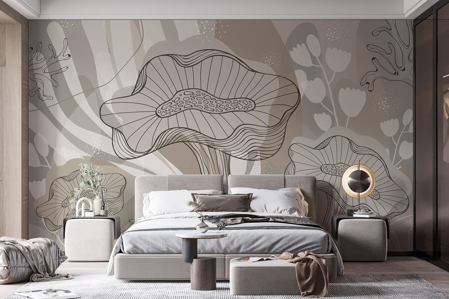 Papel de parede Desenho de flores e plantas