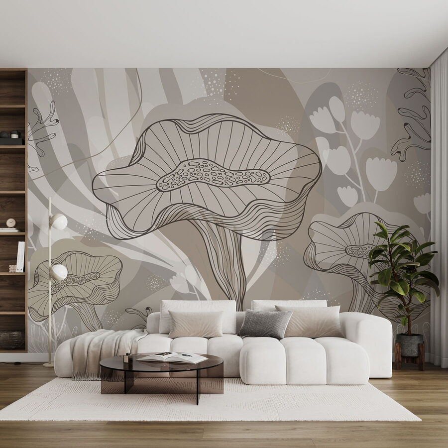 Papel de parede Desenho de flores e plantas - Image 2